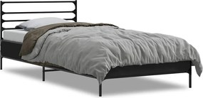 vidaXL Cadru de pat, negru, 100x200 cm, lemn prelucrat și metal