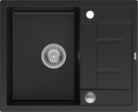 Chiuveta compozit incastrata Quadron Unique Morgan 116 negru carbon - inox 62x50 cm