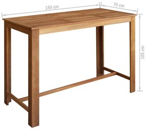 Set masa si scaune de bar, 7 piese, lemn masiv de acacia 7