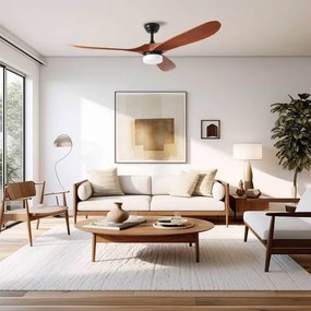 ZEVENTI - Ventilator de tavan LED GINOSA LED/18W/230V Wi-Fi Tuya negru/stejar + telecomandă