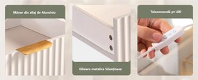 Masuta machiaj 92 cm, Alba sau Maro cu Oglinda LED si 4 Sertare pentru Cosmetice, Set Masa toaleta cu 2 Prize, USB si USB-C, masuta cosmetica, vanity