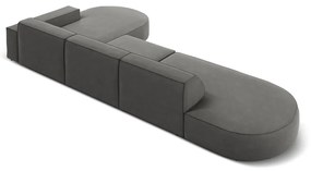 Colțar gri cu tapițerie din catifea (cu șezlong pe partea dreaptă) Jodie - Micadoni Home