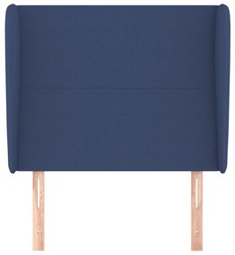 Tablie de pat cu aripioare, albastru, 93x23x118 128 cm, textil 1, Albastru, 93 x 23 x 118 128 cm