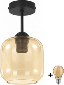 BRILAGI - LED lustră aplicată R GLASS 1xE27/60W/230V ø 14 cm negru/fumuriu-bej