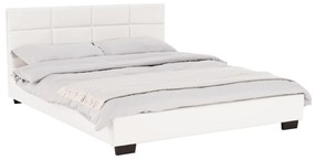 Pat matrimonial cu somieră, 160x200, piele eco albă, MIKEL