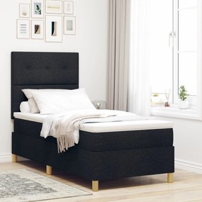 vidaXL Pat cu arcuri cu saltea neagră 80x200 cm țesătură
