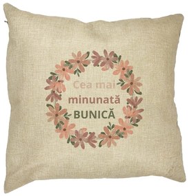 Perna Decorativa pentru Bunica 7, 40x40 cm, Husa Detasabila, Burduf