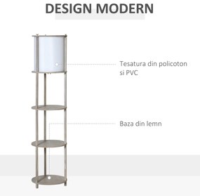 Lampa de podea cu rafturi, lampa de lectura moderna cu comutator de picior, baza E27 HOMCOM | Aosom RO