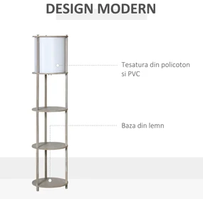 Lampa de podea cu rafturi, lampa de lectura moderna cu comutator de picior, baza E27 HOMCOM | Aosom RO