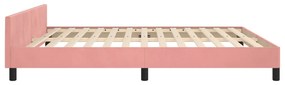 Cadru de pat cu tablie, roz, 160x200 cm, catifea Roz, 160 x 200 cm, Design simplu
