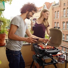 Gratar electric Weber Q2400 WB 55020879, 2200 W, 55x39 cm, Aluminiu turnat, Tava grasimi, Negru