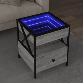 vidaXL Măsuță de cafea cu LED infinity, gri sonoma, 40x40x51 cm