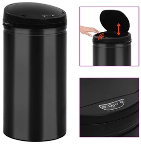vidaXL Coș de gunoi automat cu senzor, 50 l, negru, oțel carbon