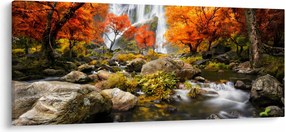 Tablou - Cascade în pădurea portocalie (120x50 cm)