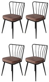 Set de scaune de sufragerie Yildiz Light Brown andBlack, 4 buc., 4 buc