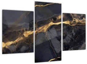 Tablou - Negru - decor auriu (90x60 cm)