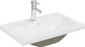 vidaXL Chiuvetă încorporată cu robinet, alb, 61x39x18 cm, ceramică