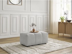 Taburet gri deschis cu tapițerie din țesătură bouclé Roxelane – Bobochic Paris