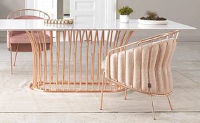 Scaun lemn masiv Anette Cadru Metalic Rose-Gold, 65 × 63 × 81 cm