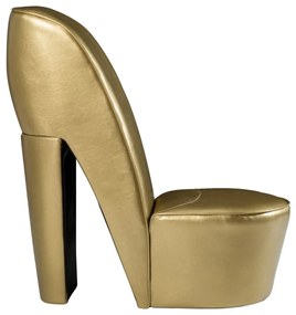 248650 vidaXL Scaun, design toc înalt, auriu, piele ecologică