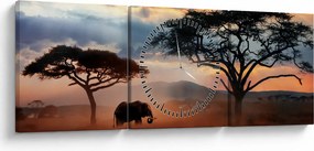Tablou - Parcul Național Serengeti, Tanzania, Africa (cu ceas) (90x30 cm)