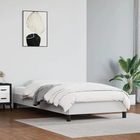Cadru de pat, alb, 90x190 cm, piele ecologica Alb, 25 cm, 90 x 190 cm