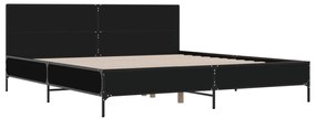 3280012 vidaXL Cadru de pat negru 180x200 cm din lemn prelucrat și metal