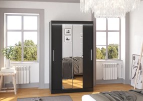 Dulap cu usi glisante si oglinda + iluminare LED, Santos 120 + LED, 120 cmx200 cmx58 cm, ADRK Furniture (Culoare: Alb)