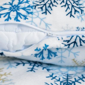 Goldea lenjerie de pat extra moale din micropluș - fulgi de zăpadă pe alb 140 x 200 și 50 x 70 cm