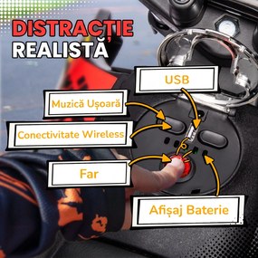 AIYAPLAY Motocicletă Electrică pentru Copii 3-8 Ani, 2 Motoare 12V, Roți Ajutătoare Detașabile, 30 kg, Galben | Aosom Romania