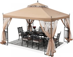 ABCCANOPY Foișor de gradina 3.05x3.05 m - Foișor exterior cu cadru din oțel și plasă de țânțari pentru gazon, curte, grădină, terasă, Kaki