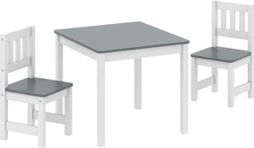 AIYAPLAY Set Măsuță și Scaune pentru Copii 3-8 Ani din Lemn Gri și Alb | Aosom Romania