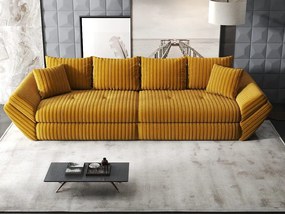 Canapea extensibilă dumonde cu ladă de depozitare si sezut confortabil din spuma high-density, Loana Ambience Mustar 300x100 cm