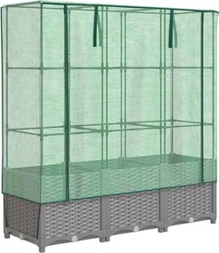 vidaXL Strat înălțat cu husă de seră, aspect ratan, 120x40x138 cm