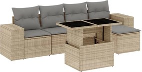 vidaXL Set canapele de grădină cu perne, 6 piese, bej, poliratan