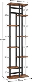 Suport de flori, negru/lemn rustic, LEDOR TIP 4