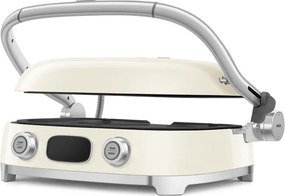 Grătar multifuncțional SMEG 50's Style MGF01CREU, 2100 W, 60-230 °C, 3 programe, acoperire ceramică, tavă de scurgere, semnal sonor, cronometru, culoare crem