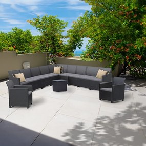 Set de mobilier de grădină Claire IV cu 11 locuri și masă de depozitare Vigo, grafit
