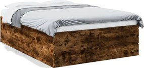 vidaXL Cadru de pat, stejar afumat, 120x190 cm, lemn prelucrat