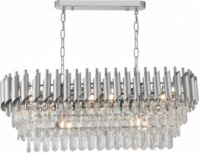 Brilagi - Lustră suspendată cu lanț ECLIPSE, 10 x E14 / 10 W / 230 V, 78 x 28 cm, argintie