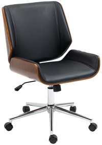 Vinsetto Scaun de birou design vintage înălțime reglabila pivotant 360° picioare cromate 51 x 65,5 x 86-96 cm negru | Aosom Romania