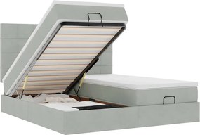 vidaXL Cadru de pat otoman cu saltele Gri deschis 180x200cm catifea
