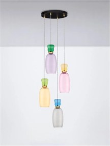 Lustra cu 4 pendule LED design modern Pluma multicolor
