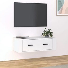 Dulap TV suspendat, alb, 80x36x25 cm, lemn compozit 1, Alb