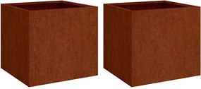 vidaXL Jardiniere, 2 buc., 42x40x39 cm, oțel corten