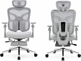 DeluxStar T9 FOAM Premium – Scaun ergonomic, Cotiere 6D, Suport Lombar Adaptiv, Spătar Reglabil pe Înaltime în 5 pozitii, Mecanism Înclinare/Blocare, Șezut buretat, Gri