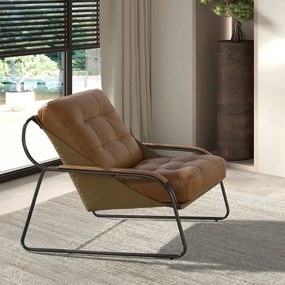 Fotoliu confortabil tapitat cu piele naturala Maro