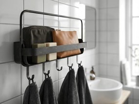 Raft metalic pentru baie RAKKA 56x29 cm, negru