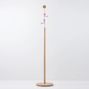 Cuier din lemn masiv de stejar cu detalii roz Gazzda Hook