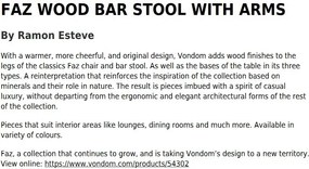 Set 4 scaune de bar cu brate de interior design modern premium FAZ CHAIR lemn 54302